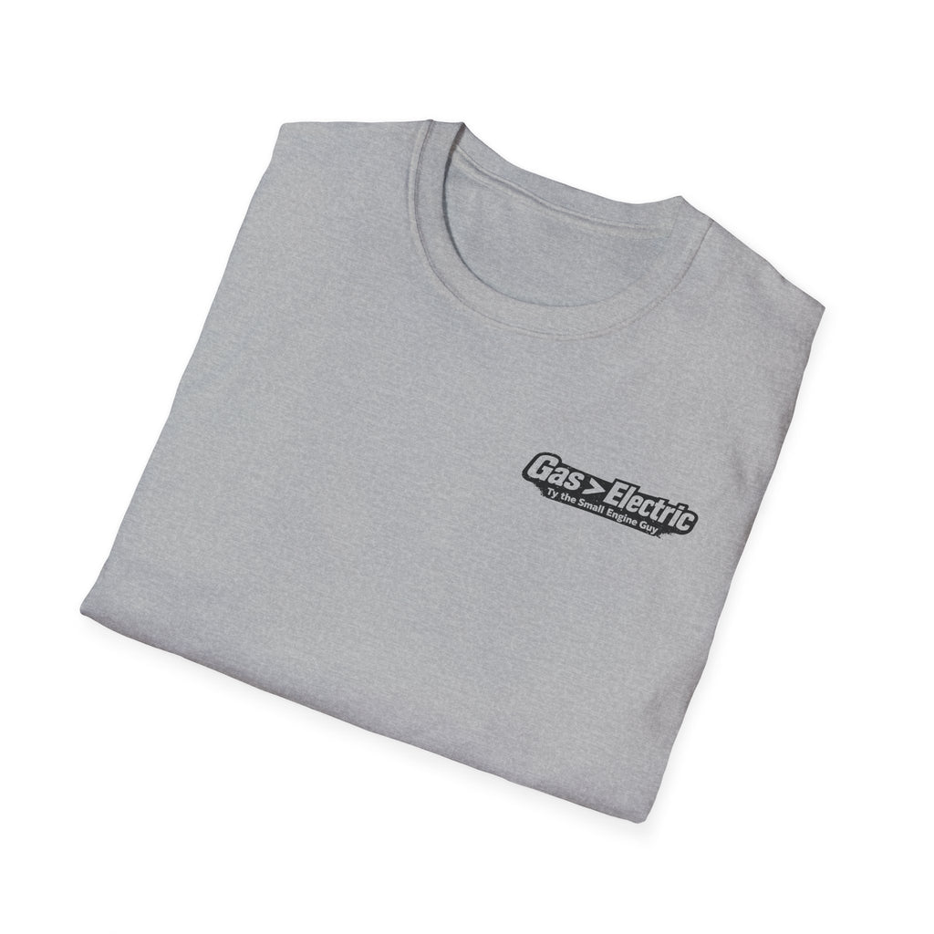Gas > Electric T-Shirt | Real Mowers Run On Gas, Vintage Lawncare Design