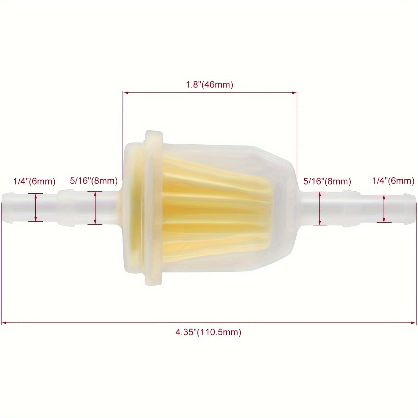 10pcs Hipa 6MM x 8MM 1/4" 5/16" 25 050 22-S Inline Fuel Gas Filter For Lawn Mower Small Engine