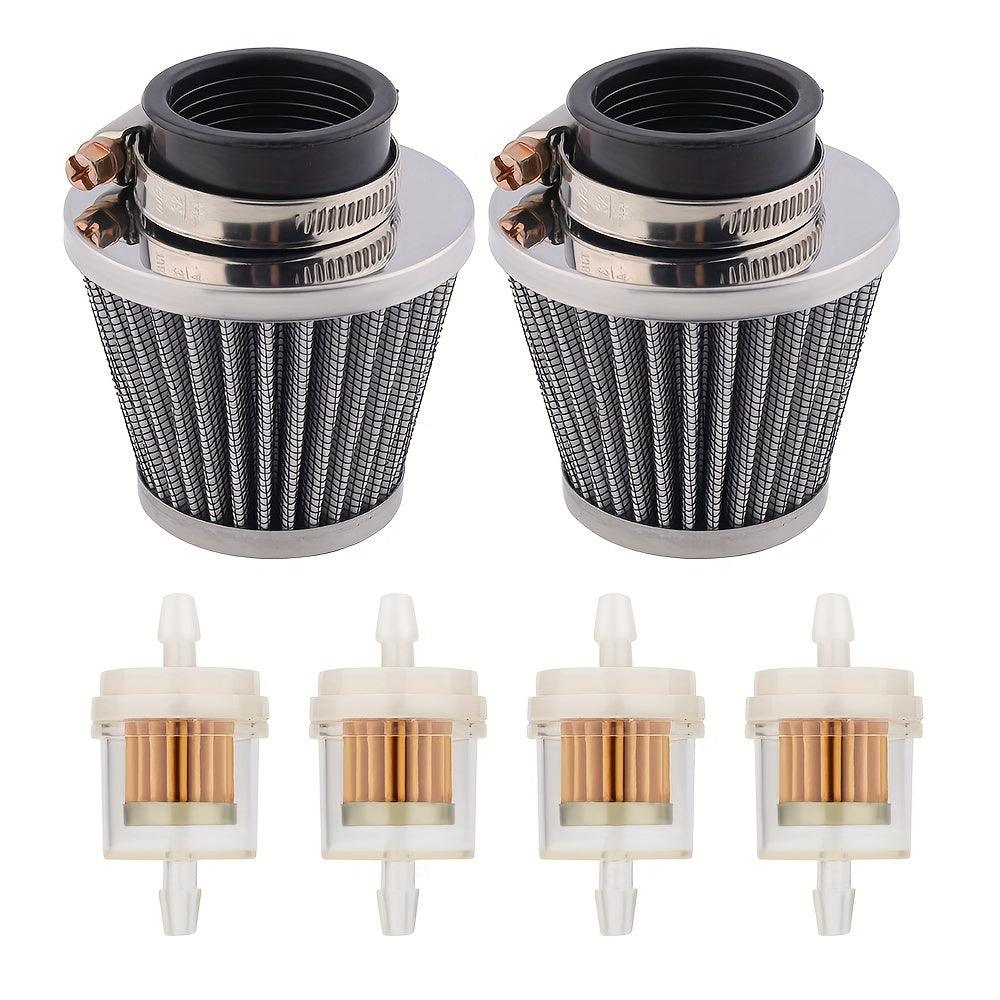 Hipa 2pcs 35mm Air Filters 4pcs Fuel Filters for 50cc 110cc 125cc Dirt Bike ATV XR50 Moped Scooter
